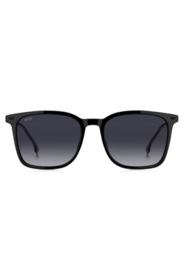 Black-acetate sunglasses with steel temples, Black
