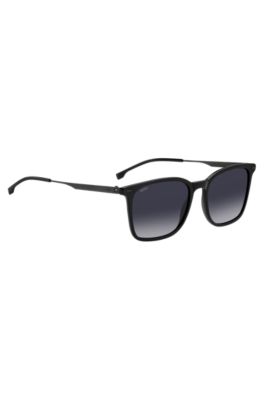 Black-acetate sunglasses with steel temples, Black