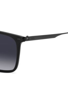 Black-acetate sunglasses with steel temples, Black