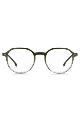 Monture optique vert dégradé avec branches en acier