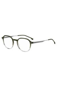 Montura para gafas graduadas en verde degradado con patillas de acero, Verde oscuro