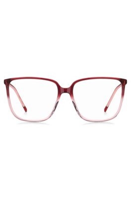 Monture optique en dégradé de rose et de bordeaux