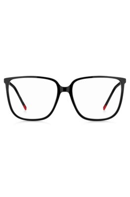 Black-acetate optical frames with gold-tone temples, Black