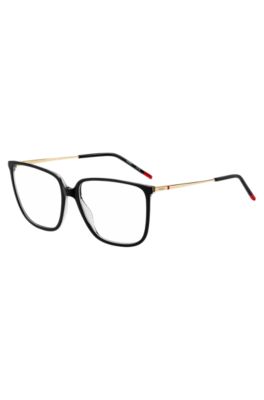 Black-acetate optical frames with gold-tone temples, Black