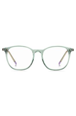Aqua-acetate optical frames with gold-tone temples, Light Blue