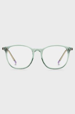 Aqua-acetate optical frames with gold-tone temples, Light Blue