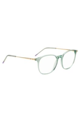 Aqua-acetate optical frames with gold-tone temples, Light Blue