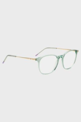 Aqua-acetate optical frames with gold-tone temples, Light Blue