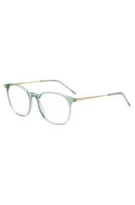 Aqua-acetate optical frames with gold-tone temples, Light Blue