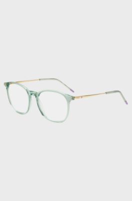 Aqua-acetate optical frames with gold-tone temples, Light Blue