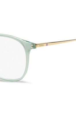 Aqua-acetate optical frames with gold-tone temples, Light Blue