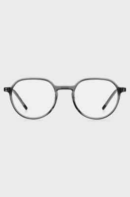 Montura para gafas graduadas de acetato gris con patillas de metal, Gris