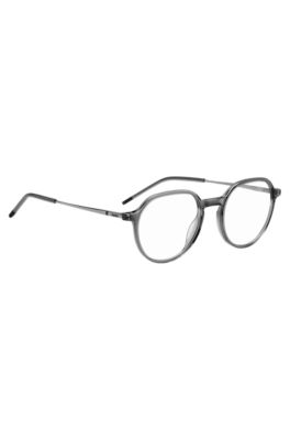 Glas&ouml;gonb&aring;gar i gr&aring;tt acetat med metallskalmar, Gr&aring;