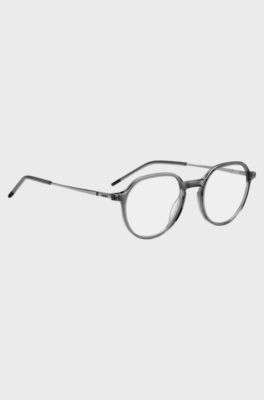 Monture optique en ac&eacute;tate gris avec branches en m&eacute;tal, Gris
