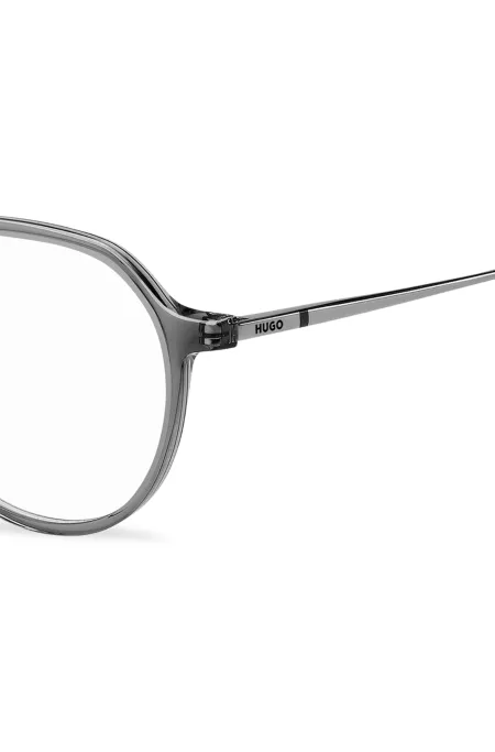 Monture optique en acétate gris avec branches en métal