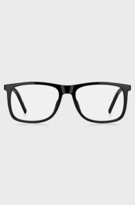 Black optical frames with patterned temples, Black