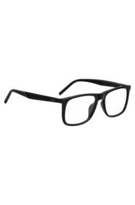 Black optical frames with patterned temples, Black