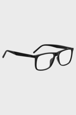 Black optical frames with patterned temples, Black