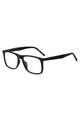 Black optical frames with patterned temples, Black