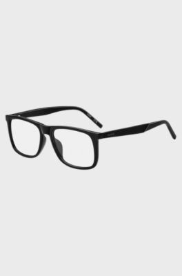 Black optical frames with patterned temples, Black