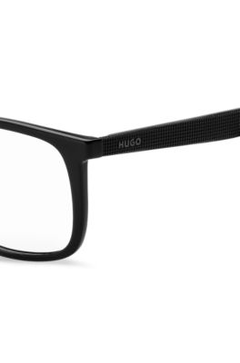 Black optical frames with patterned temples, Black
