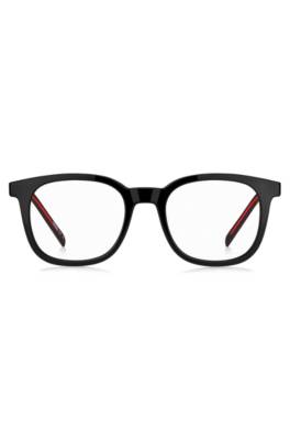 Hugo Black Optical Frames With Red Accents