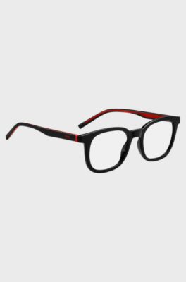 Black optical frames with red accents, Black