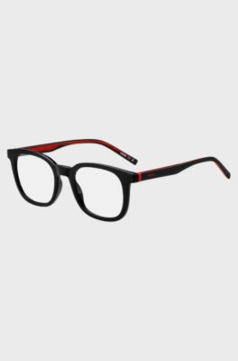 Black optical frames with red accents, Black
