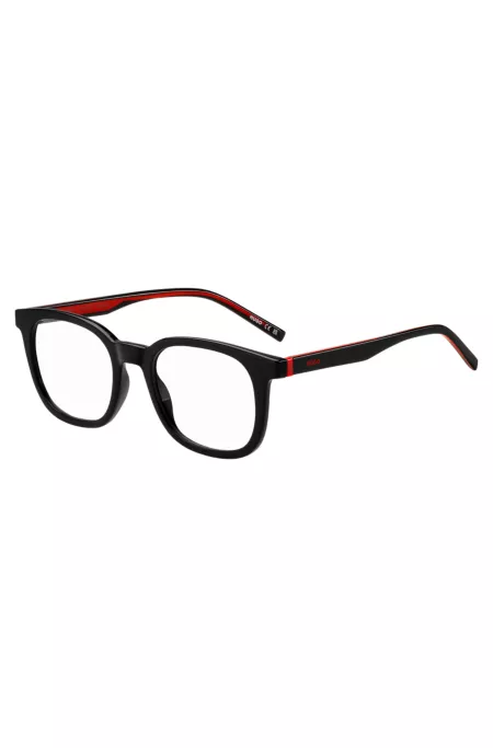 Monture optique noire avec détails rouges