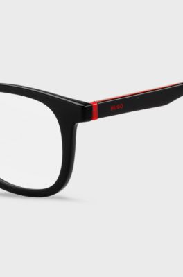 Black optical frames with red accents, Black