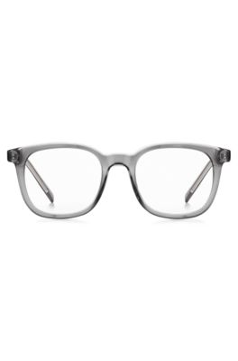 Grey optical frames with silver-tone accents, Grey