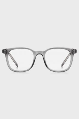 Grey optical frames with silver-tone accents, Grey