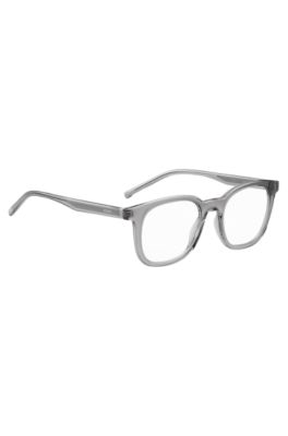 Grey optical frames with silver-tone accents, Grey