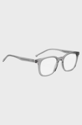 Grey optical frames with silver-tone accents, Grey