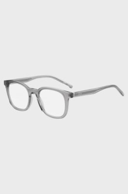 Grey optical frames with silver-tone accents, Grey