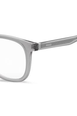 Grey optical frames with silver-tone accents, Grey