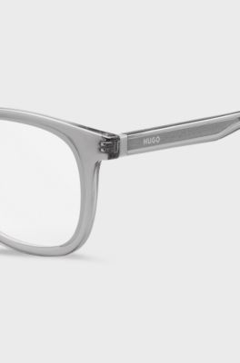 Grey optical frames with silver-tone accents, Grey