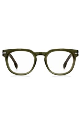 Green-acetate optical frames with silver-tone hinges, Green