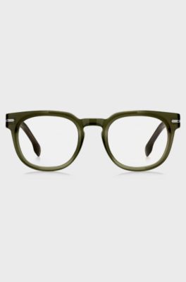 Green-acetate optical frames with silver-tone hinges, Green