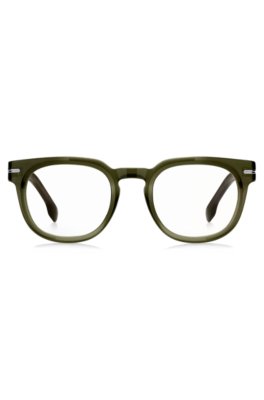 Monture optique en acétate vert avec charnières argentées