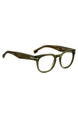 Green-acetate optical frames with silver-tone hinges, Green