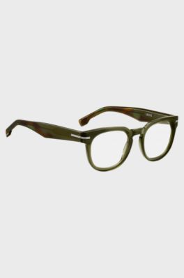 Green-acetate optical frames with silver-tone hinges, Green