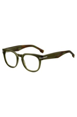 Green-acetate optical frames with silver-tone hinges, Green
