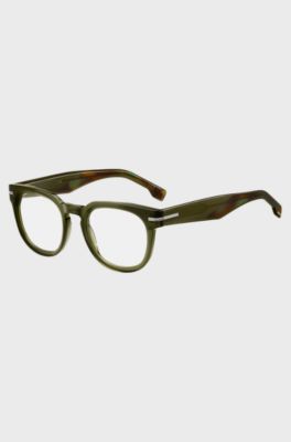 Green-acetate optical frames with silver-tone hinges, Green