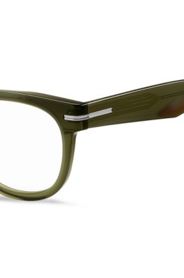 Green-acetate optical frames with silver-tone hinges, Green
