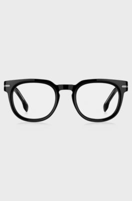 Black-acetate optical frames with silver-tone hinges, Black