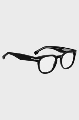 Black-acetate optical frames with silver-tone hinges, Black