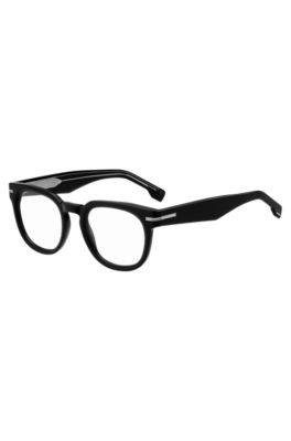 Black-acetate optical frames with silver-tone hinges, Black