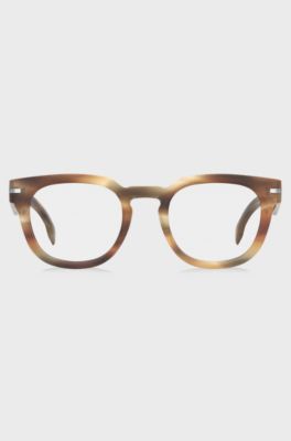 Patterned-acetate optical frames with silver-tone hinges, Brown