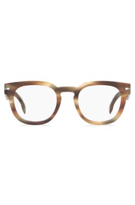 Monture optique en acétate à motif et charnières argentées